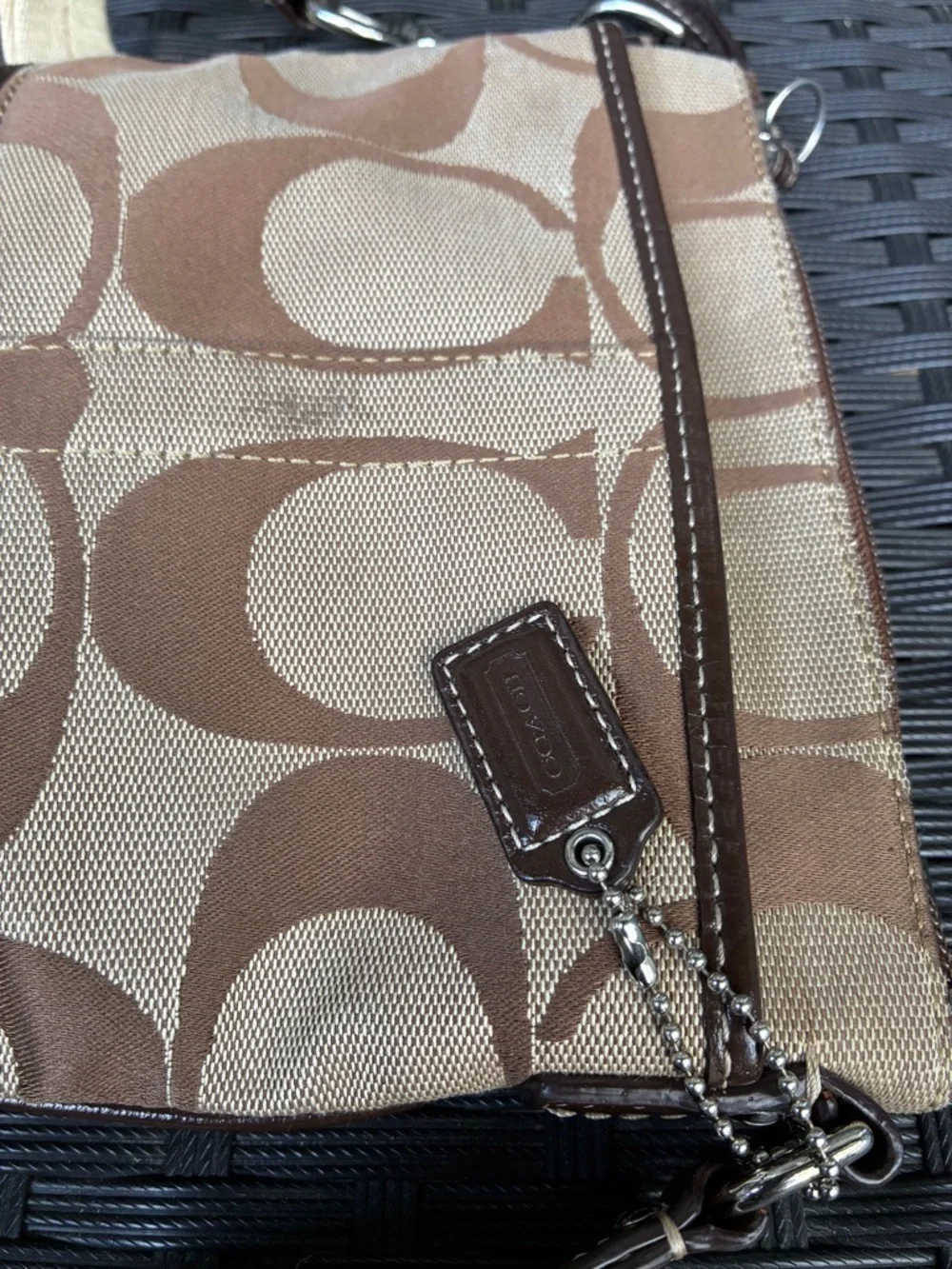 Coach Canvas Signature Crossbody in Brown and Beige